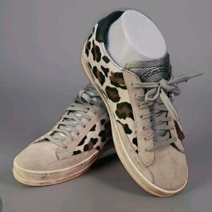 P448 Gray and Leopard Women's Sneakers